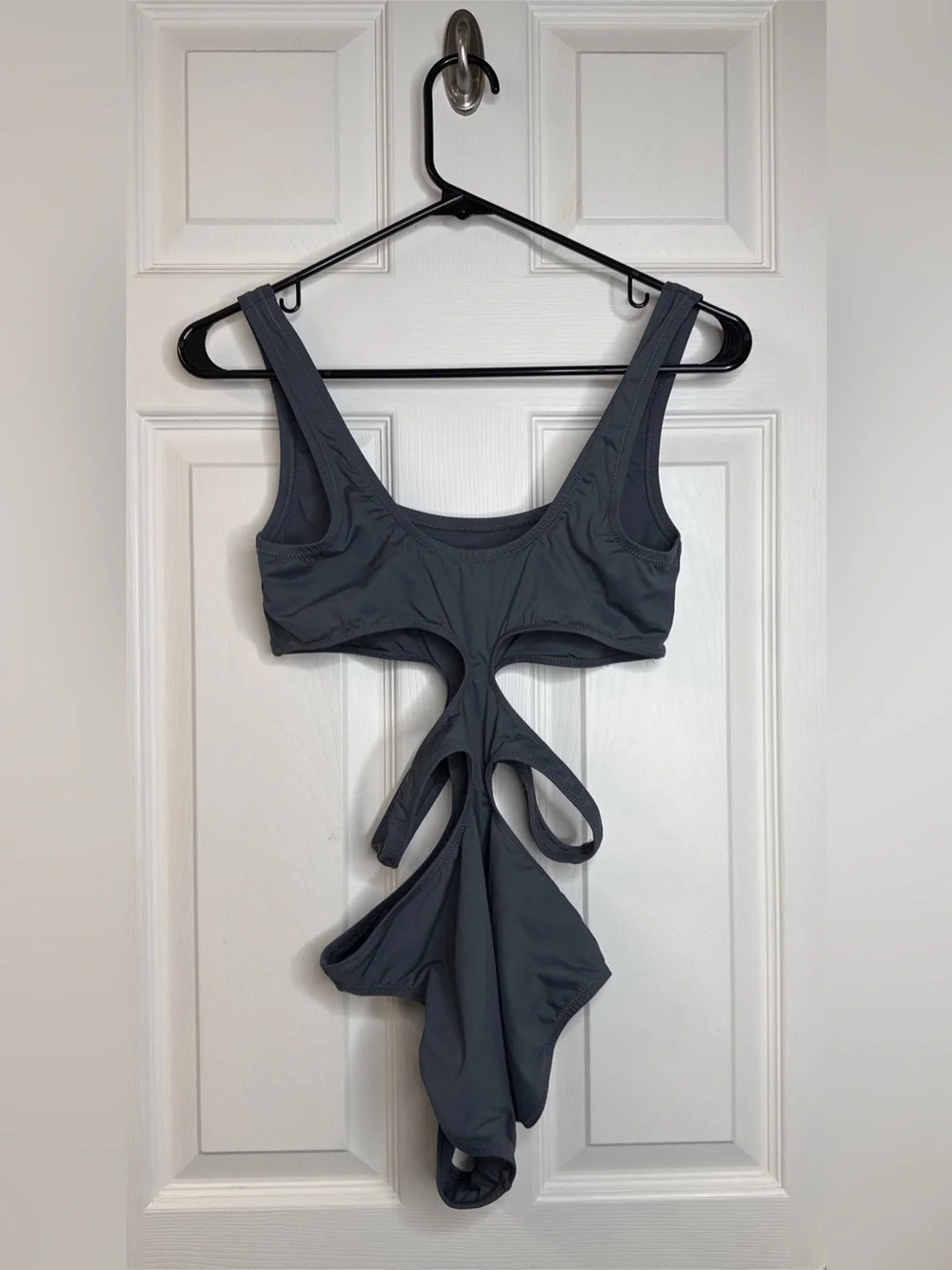 SKIMS Cutout One-Piece Monokini Swimsuit in Gunmetal Gray Size Medium
